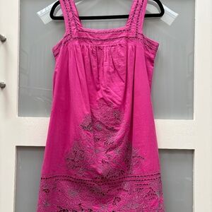 Hazel M Hot Pink Embroidered Picnic Dress